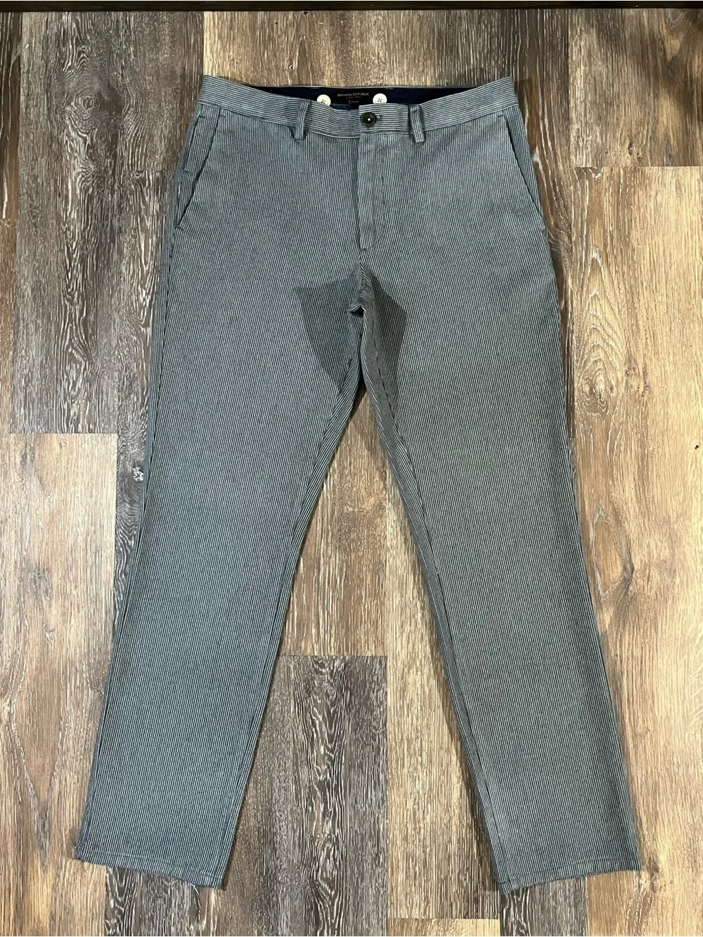 Banana Republic Gray and White Engineer Striped Men’s Chinos - Aiden Pant